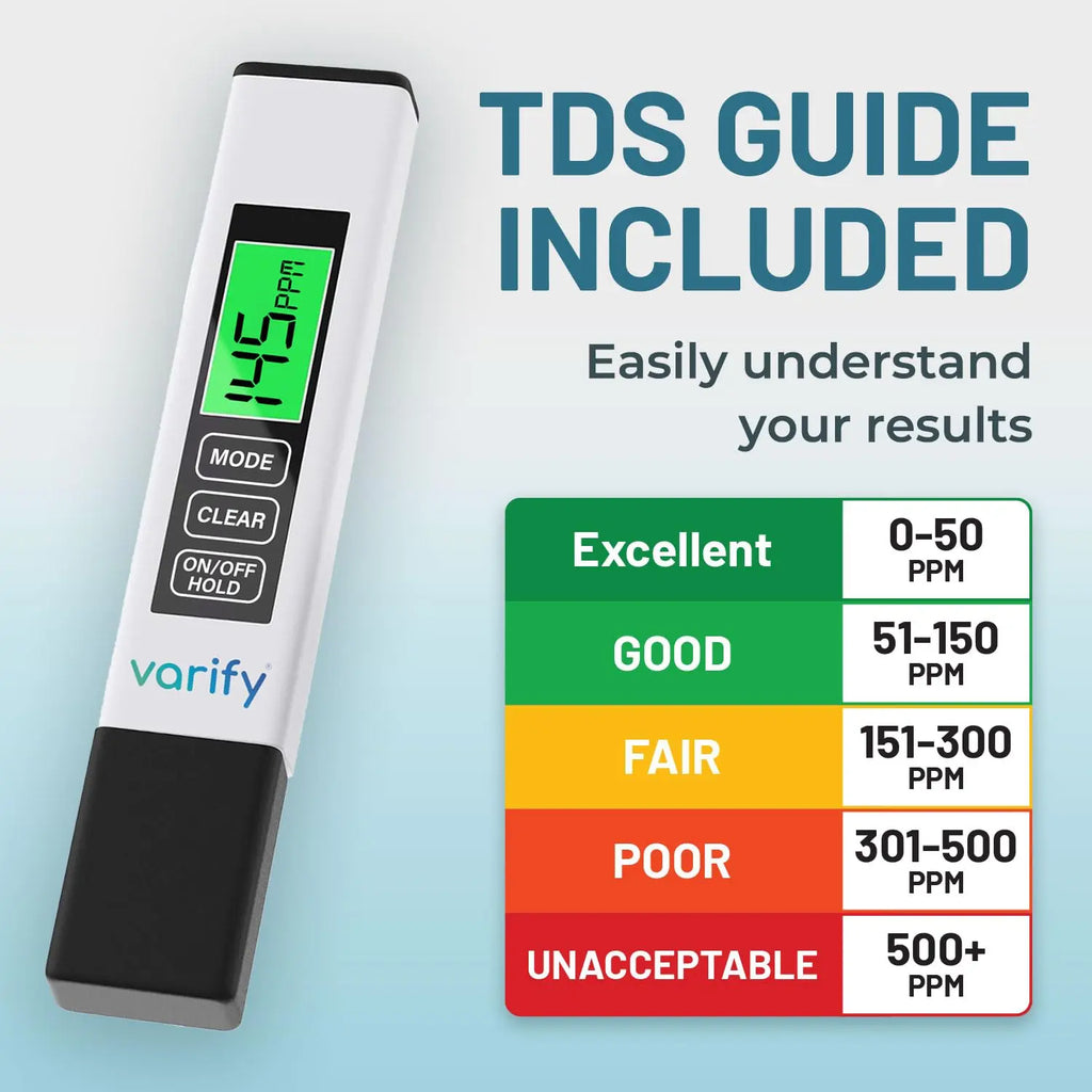 VARIFY 4-in-1 Digital Water Quality Tester - Accurate 0-9990 PPM, EC & Temp Readings, Compact, Battery-Powered, Portable for Home, Office, RO Systems, Swimming Pools (Halloween Sales)