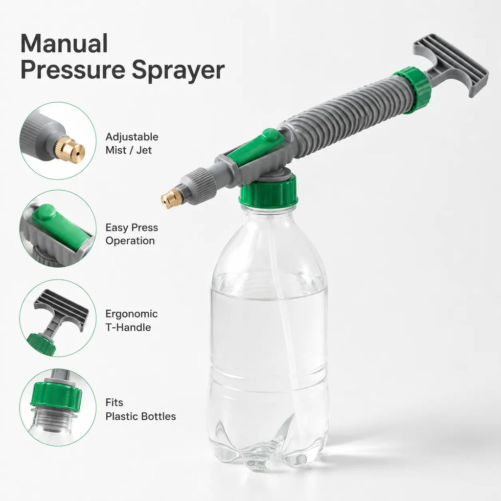 1 Count, Adjustable Pressure Spray Nozzle for Plastic Beverage Bottles, Rotary Water Flow Control Design, for Garden Watering and Household Daily Spraying