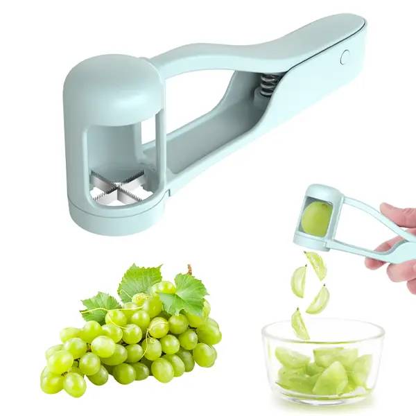 SohoChic LUVAN Stainless Steel Grape Cutter - Durable ABS Fruit Tool for Toddlers 1-3, 1-Press Quarter Slicing, Automatic Spring Return, Thumb Operation, Safe for Cherry Tomato, Kids' Snacks, Outdoor Activities, Party Platters Kitchen Supply