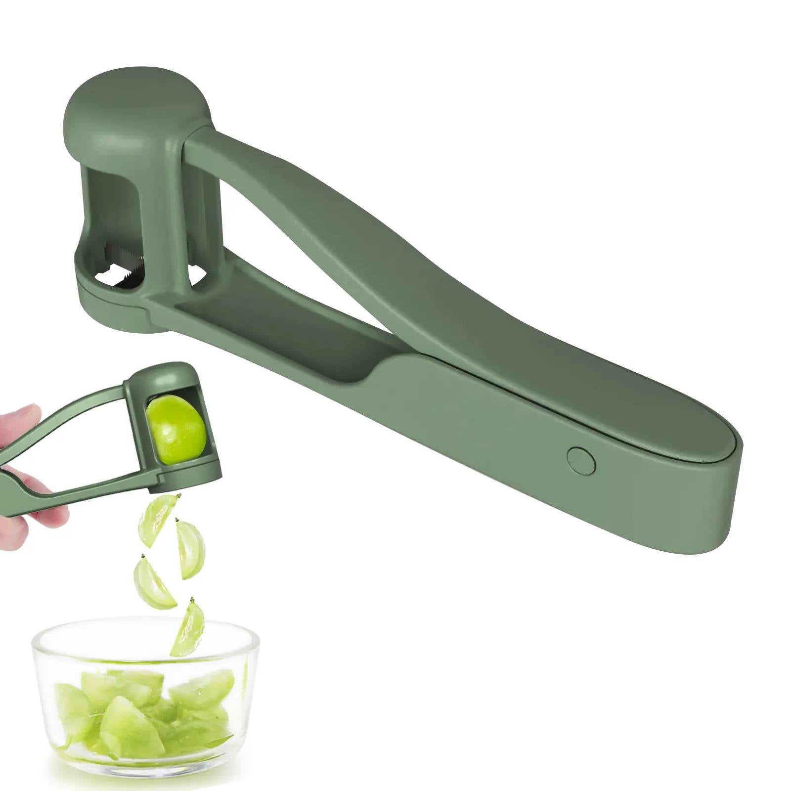 SohoChic LUVAN Stainless Steel Grape Cutter - Durable ABS Fruit Tool for Toddlers 1-3, 1-Press Quarter Slicing, Automatic Spring Return, Thumb Operation, Safe for Cherry Tomato, Kids' Snacks, Outdoor Activities, Party Platters Kitchen Supply