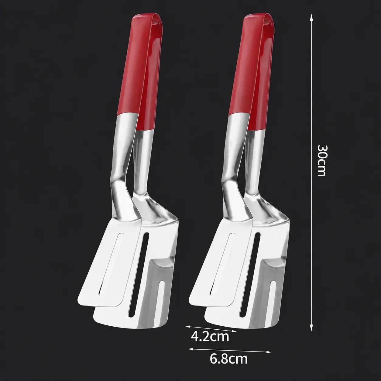 Stainless Steel Multi-Functional Steak Spatula Clamp, Kitchen Cooking Tongs for Fried Steak, Grill Use