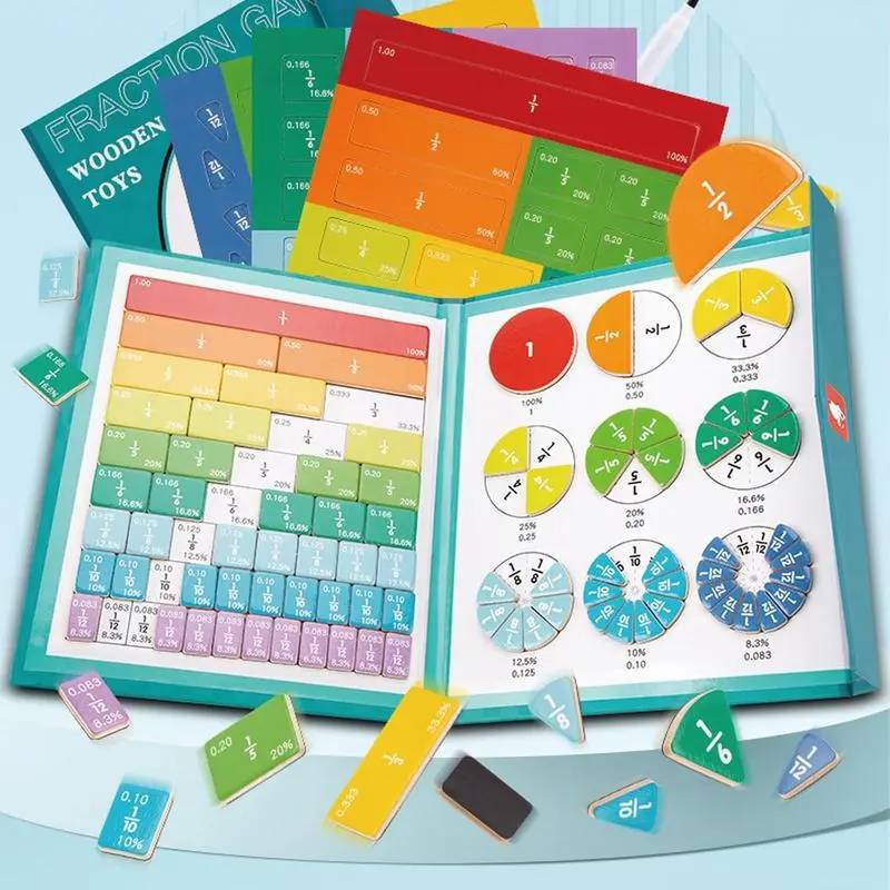 Magnetic Fraction Demonstration Book - 1 Set Math Teaching Aid, Interactive Maths Toys for Kids, Hands-On Learning Playful Game, Gift Ideas for Kids, Christmas New Year Presents