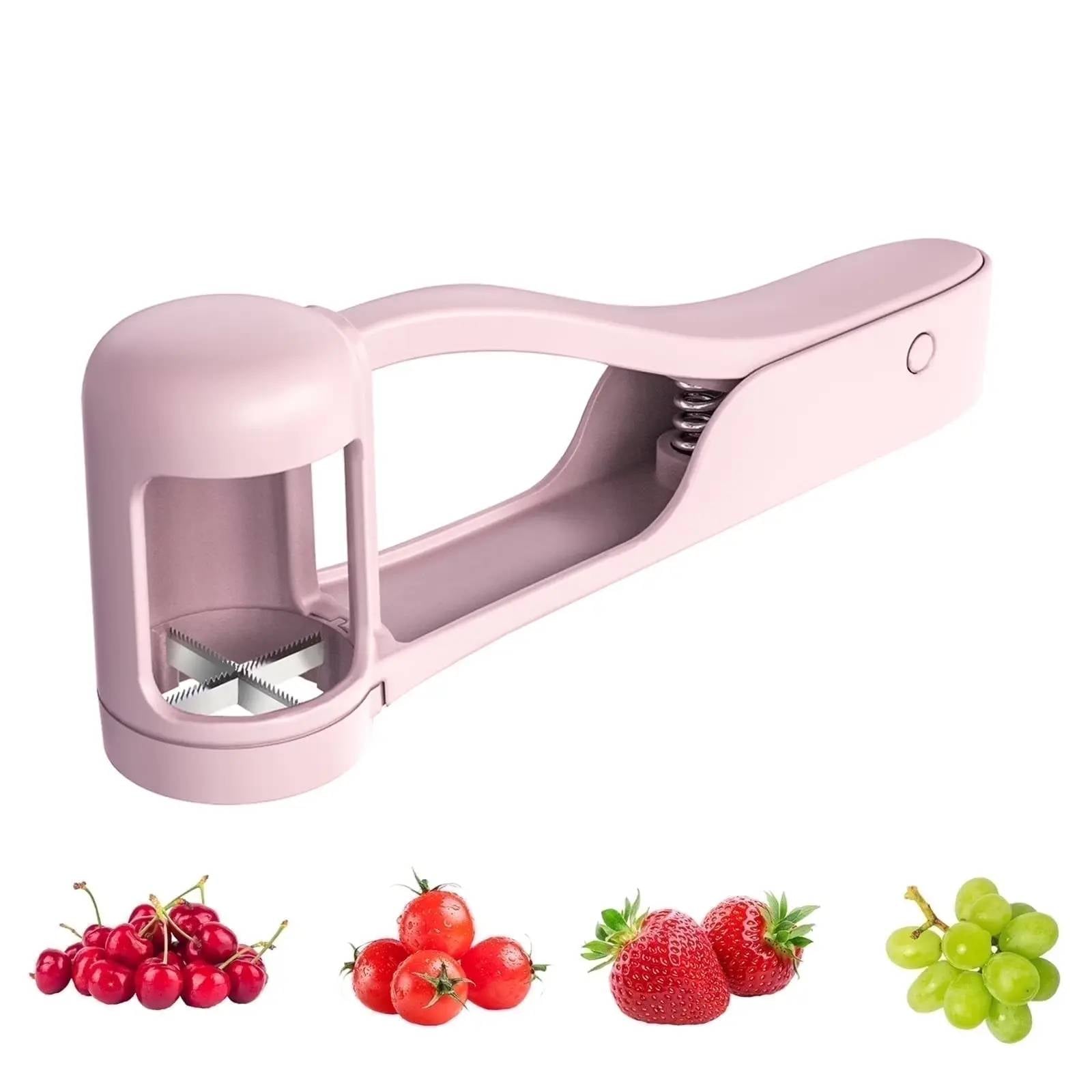 SohoChic LUVAN Stainless Steel Grape Cutter - Durable ABS Fruit Tool for Toddlers 1-3, 1-Press Quarter Slicing, Automatic Spring Return, Thumb Operation, Safe for Cherry Tomato, Kids' Snacks, Outdoor Activities, Party Platters Kitchen Supply