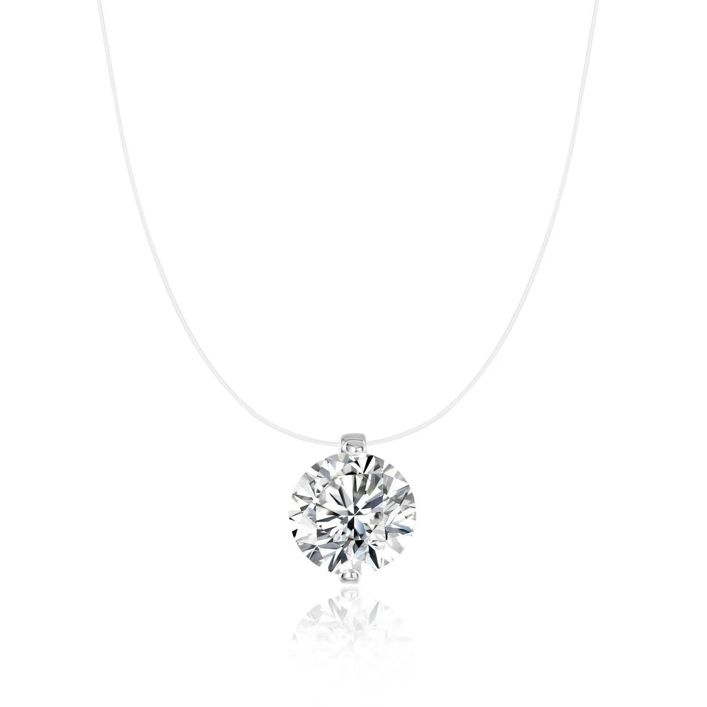Tasiso Women's Sparkling CZ Pendant Necklace - 39cm Transparent Cord, Adjustable Minimalist Choker, Office Attire Everyday Layering Necklaces, Gifts for Women