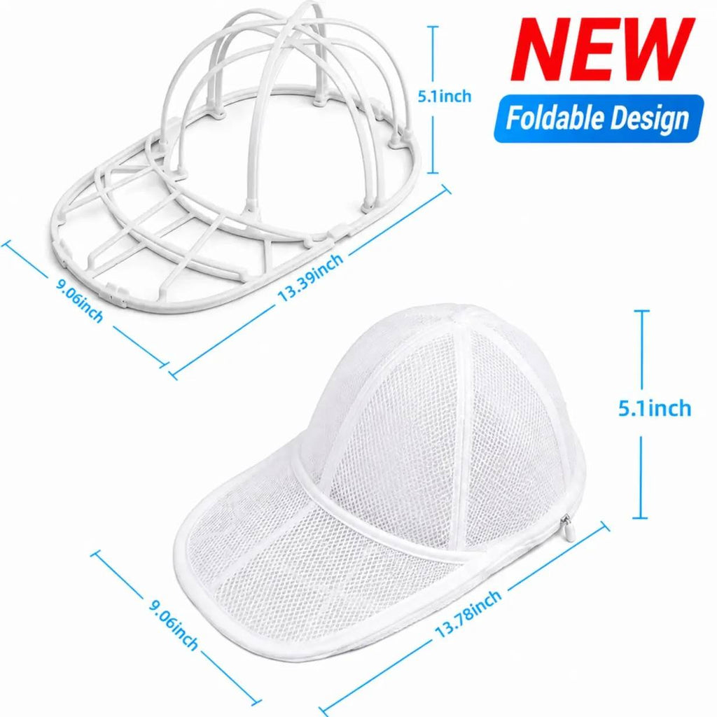 【Easy Assembly Required】PP Hat Washer Cage with Adjustable Shaper, 1 Pack (Free Gift-White Zipper Mesh Bag), Laundry Accessory for Adult Caps, Washer/Dishwasher Protection & Organizer, Home Supplies Christmas Gift Option Father's Day Gift, Back to Schoo