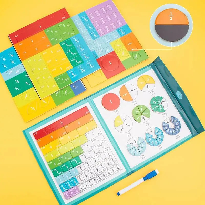 Magnetic Fraction Demonstration Book - 1 Set Math Teaching Aid, Interactive Maths Toys for Kids, Hands-On Learning Playful Game, Gift Ideas for Kids, Christmas New Year Presents