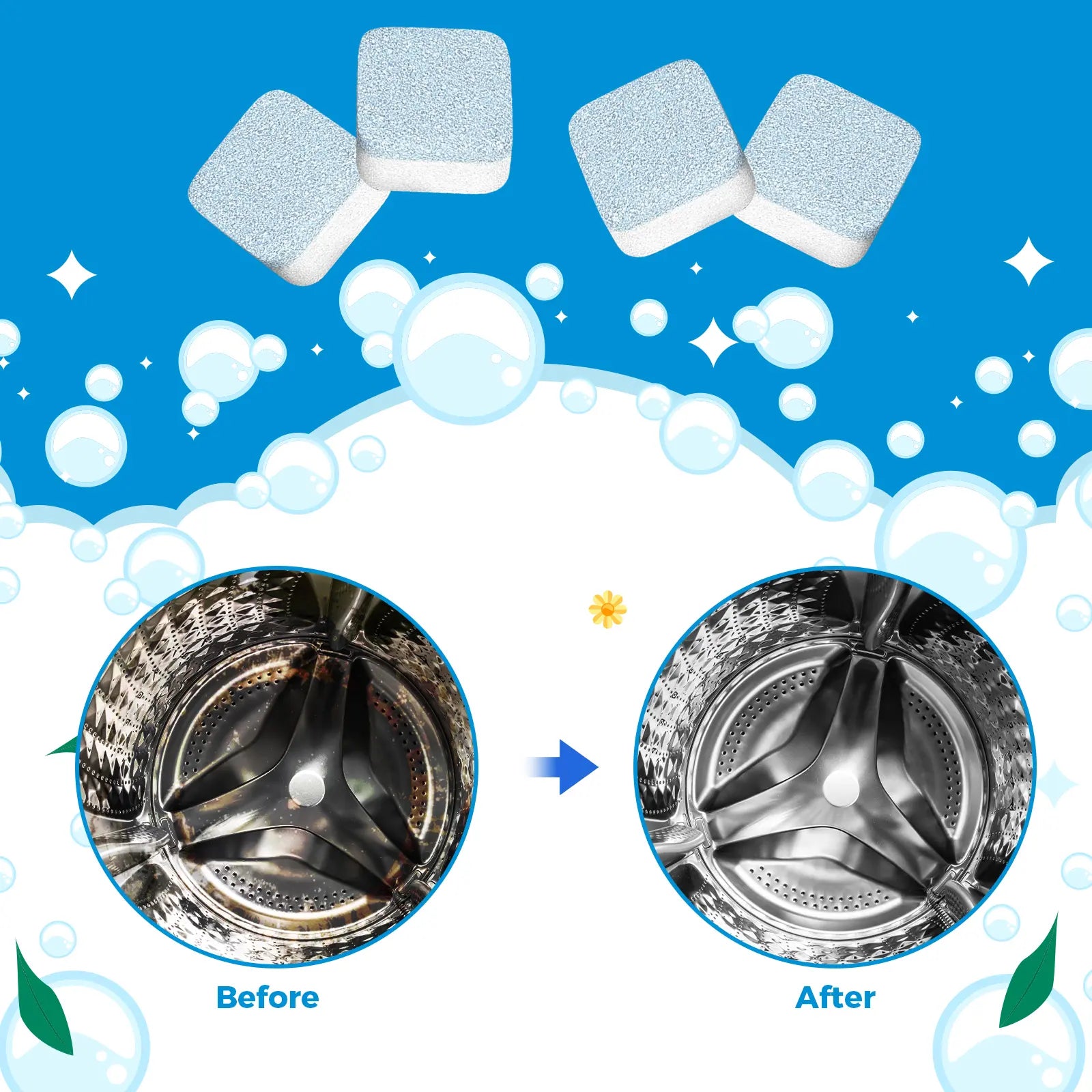 AGICEA Washing Machine Cleaner Descaler 12 Pack - Deep Cleaning Tablets For HE Front Loader & Top Load Washer, Septic Safe Eco-Friendly Deodorizer, Clean Inside Drum And Laundry Tub Seal - 12 Month Supply Multifunction Strong Deodorization, Summervibes