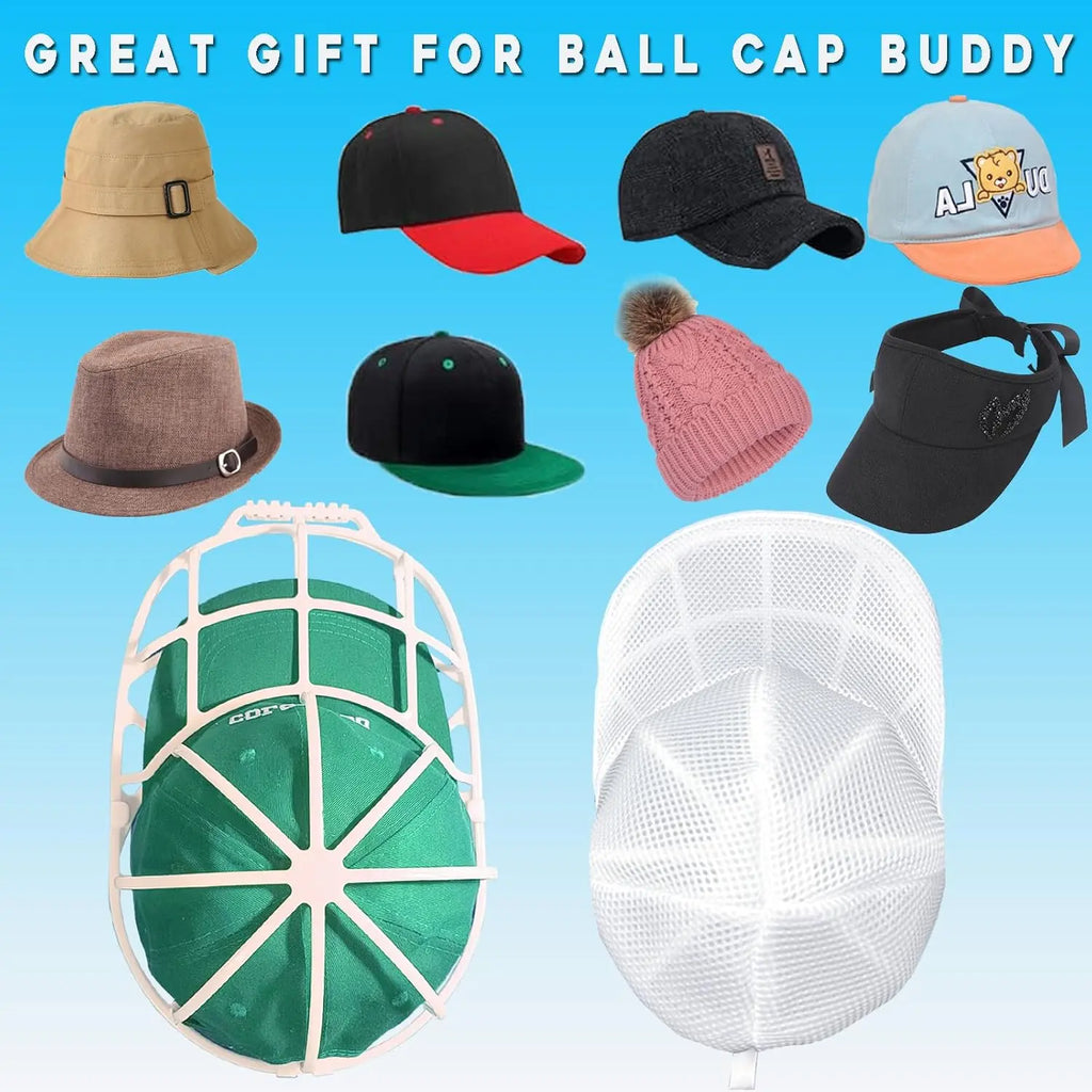 【Easy Assembly Required】PP Hat Washer Cage with Adjustable Shaper, 1 Pack (Free Gift-White Zipper Mesh Bag), Laundry Accessory for Adult Caps, Washer/Dishwasher Protection & Organizer, Home Supplies Christmas Gift Option Father's Day Gift, Back to School