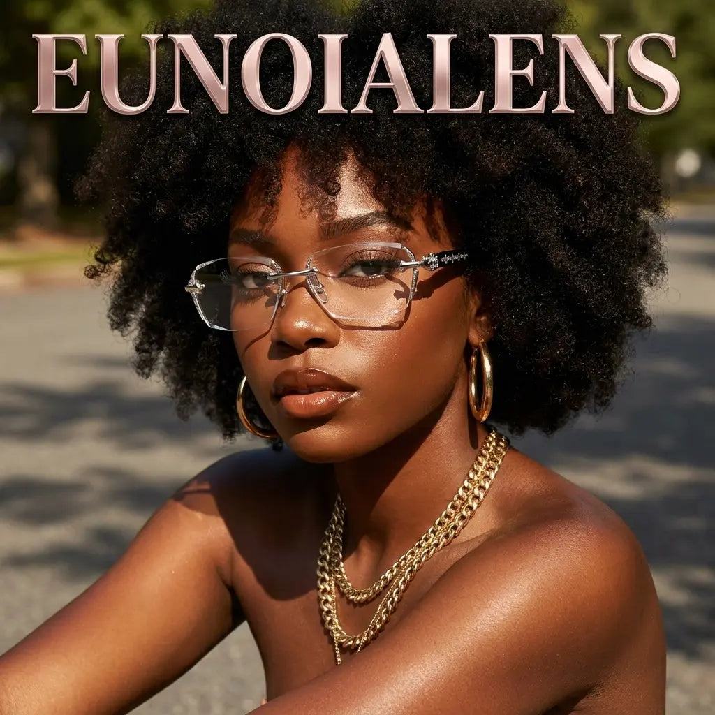 EUNOIALENS Rimless High Quality Eyewear, Frameless Glasses with Diamond-Cut Edges, Stainless Steel Fashion Temple Decor, Unisex Adults' Accessories for Daily Use, Mens Gifts.