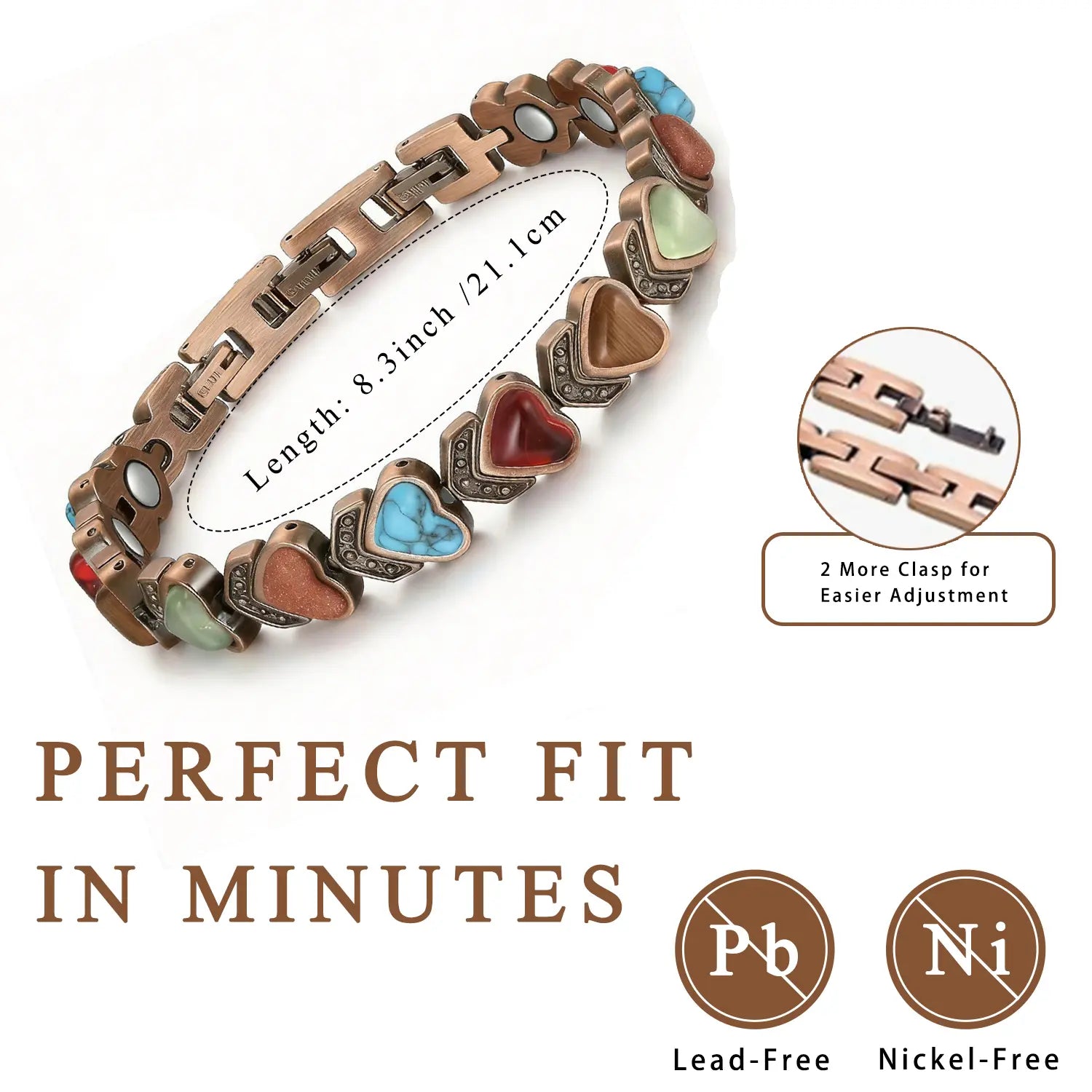 Copper Bracelet for Women, Pure Copper Magnetic Bracelets, Natural Unique Gemstone, Gifts for Women Trendy Stack Bangle Trendy Jewellery Accessories Valentine’s Day gift.