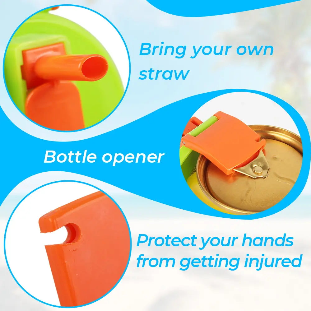 PopLid Soda Can Lids 4-Pack (4 Colors) - BPA-Free Reusable Can Covers, One-Click Open, Leakproof & Airtight Seal to Keep Drinks Fresh ,SummerVibes