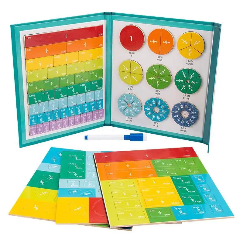 Magnetic Fraction Demonstration Book - 1 Set Math Teaching Aid, Interactive Maths Toys for Kids, Hands-On Learning Playful Game, Gift Ideas for Kids, Christmas New Year Presents