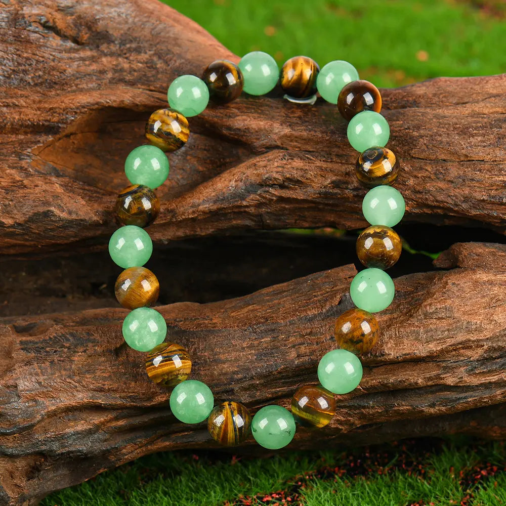 1pc Arpurraina Money Attraction Bracelet with Green Aventurine & Tiger Eye beaded jewelry protection bracelet encouragement gift fashion artificial bracelet of the day Colorblock Beaded Crystal Bracelet ,Manifestation, Wealth Amulet, Good Fortune,