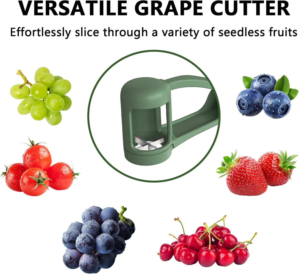 SohoChic LUVAN Stainless Steel Grape Cutter - Durable ABS Fruit Tool for Toddlers 1-3, 1-Press Quarter Slicing, Automatic Spring Return, Thumb Operation, Safe for Cherry Tomato, Kids' Snacks, Outdoor Activities, Party Platters Kitchen Supply