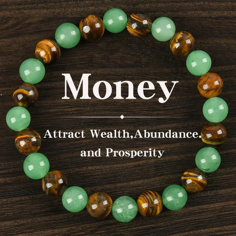 1pc Arpurraina Money Attraction Bracelet with Green Aventurine & Tiger Eye beaded jewelry protection bracelet encouragement gift fashion artificial bracelet of the day Colorblock Beaded Crystal Bracelet ,Manifestation, Wealth Amulet, Good Fortune,