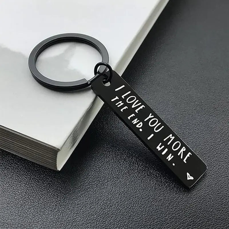 Creative Slogan Metal Keychain, Stainless Steel Key Ring with Long Bar Pendant for Car Keys, Cute Fashion Accessory for Men and Women, Perfect Valentine's Day Gift and Keychain for Bags