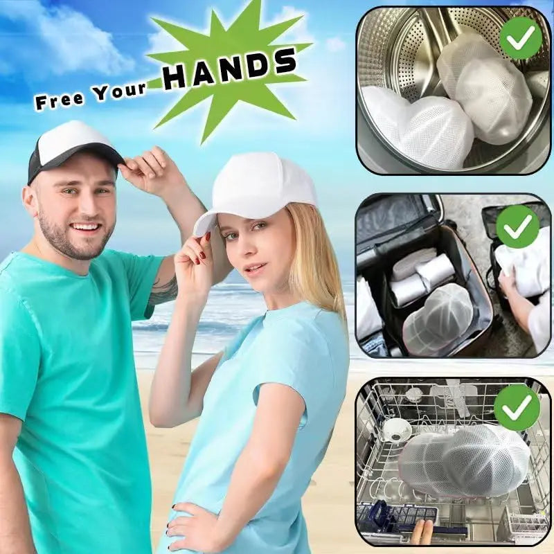 【Easy Assembly Required】PP Hat Washer Cage with Adjustable Shaper, 1 Pack (Free Gift-White Zipper Mesh Bag), Laundry Accessory for Adult Caps, Washer/Dishwasher Protection & Organizer, Home Supplies Christmas Gift Option Father's Day Gift, Back to School