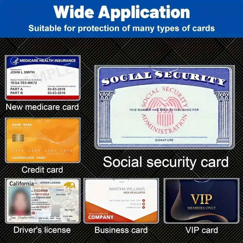 New Medicare Card Holder Protector Sleeves, 12Mil Clear PVC Waterproof Medical/Credit Card, Business/Social Security Card Protector
