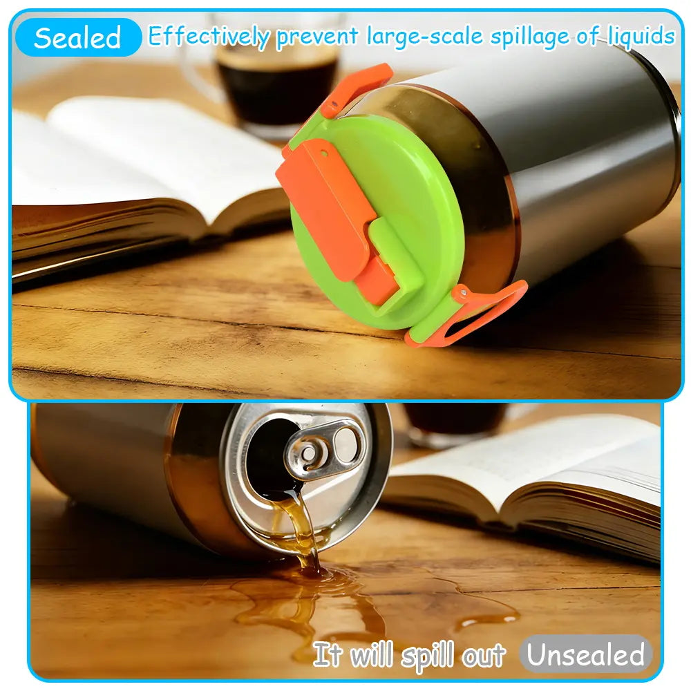 PopLid Soda Can Lids 4-Pack (4 Colors) - BPA-Free Reusable Can Covers, One-Click Open, Leakproof & Airtight Seal to Keep Drinks Fresh ,SummerVibes