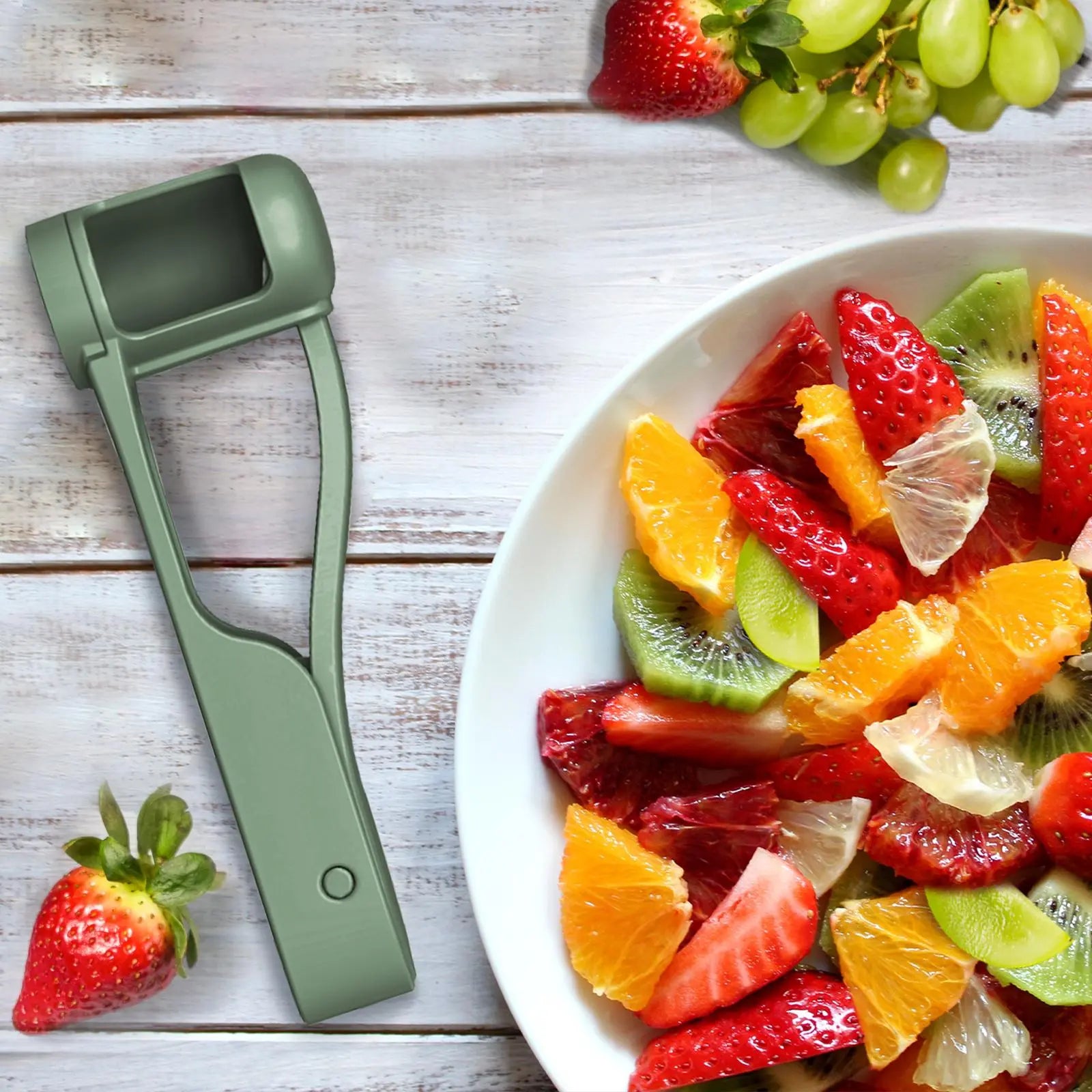 SohoChic LUVAN Stainless Steel Grape Cutter - Durable ABS Fruit Tool for Toddlers 1-3, 1-Press Quarter Slicing, Automatic Spring Return, Thumb Operation, Safe for Cherry Tomato, Kids' Snacks, Outdoor Activities, Party Platters Kitchen Supply