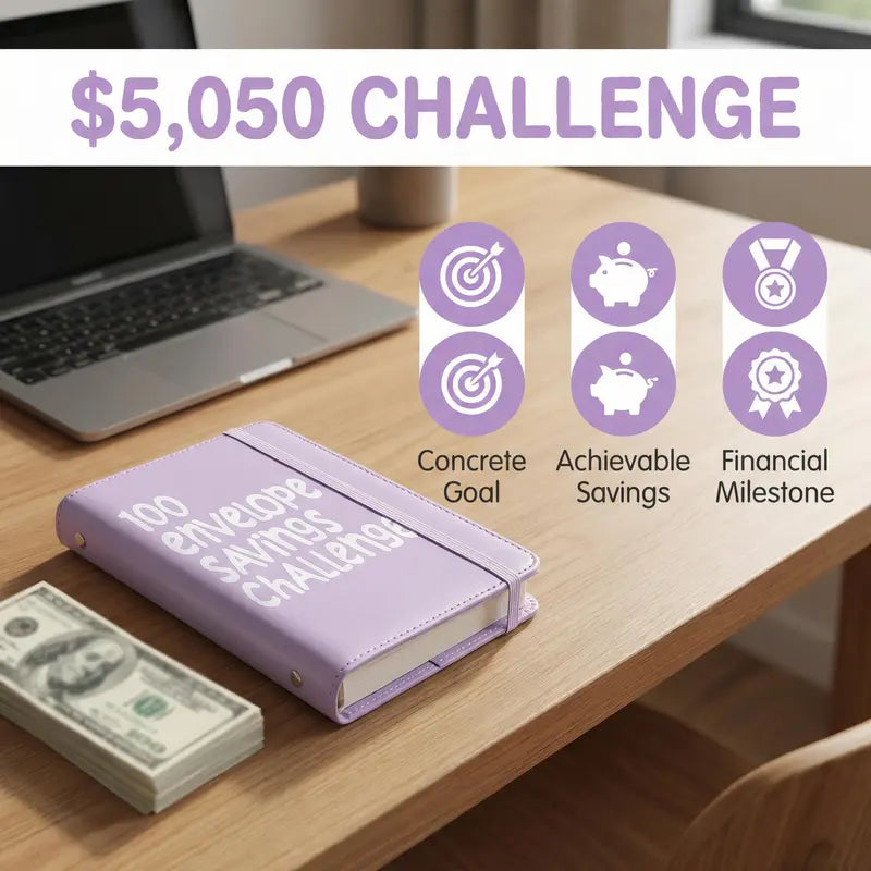 100 Envelope Challenge Binder, Savings Challenge Book with Cash Envelopes, Easy & Fun Way to Save $5,050, Money Organizer for Cash, Budget Binder with Envelopes for Budgeting & Gifts,back to school,back to school haul