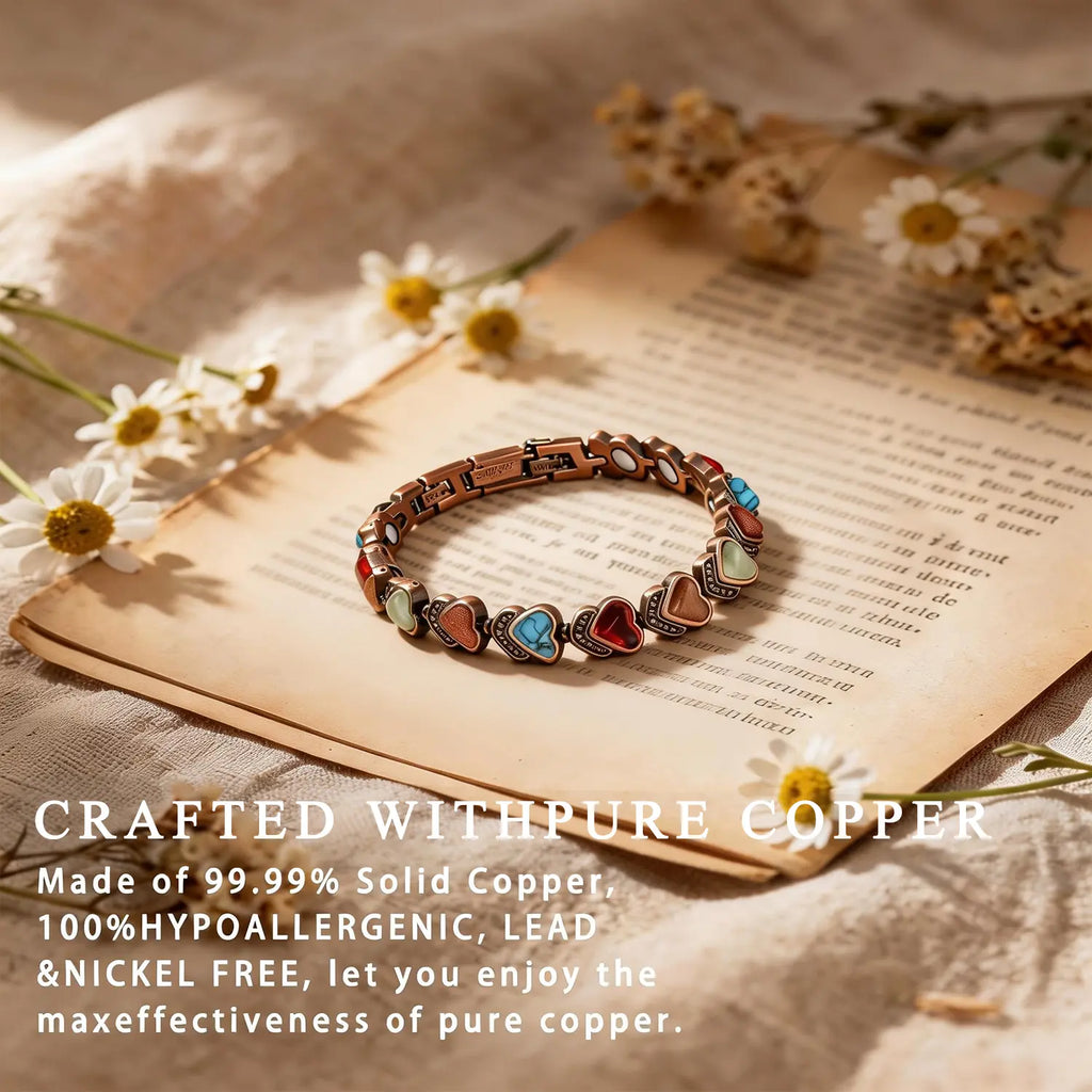 Copper Bracelet for Women, Pure Copper Magnetic Bracelets, Natural Unique Gemstone, Gifts for Women Trendy Stack Bangle Trendy Jewellery Accessories Valentine’s Day gift.