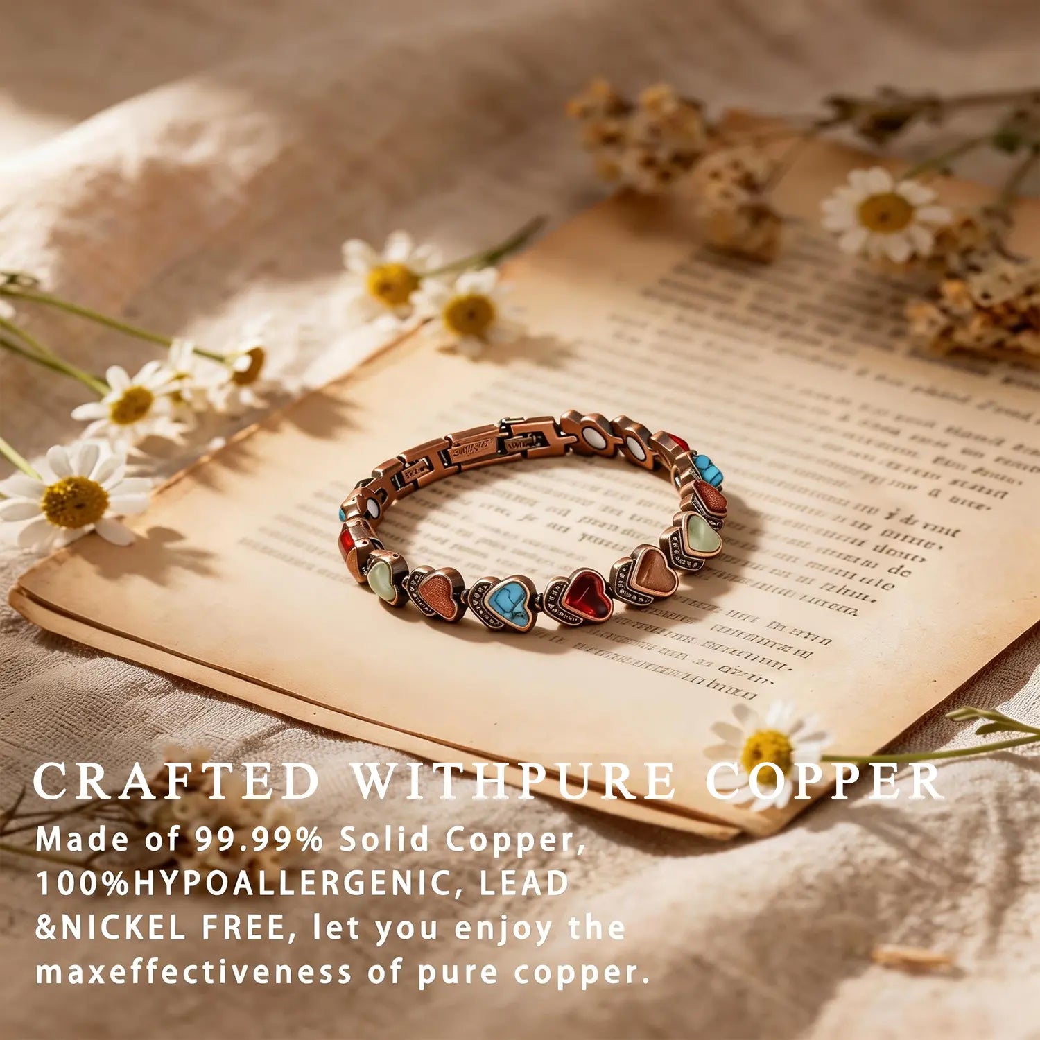 Copper Bracelet for Women, Pure Copper Magnetic Bracelets, Natural Unique Gemstone, Gifts for Women Trendy Stack Bangle Trendy Jewellery Accessories Valentine’s Day gift.