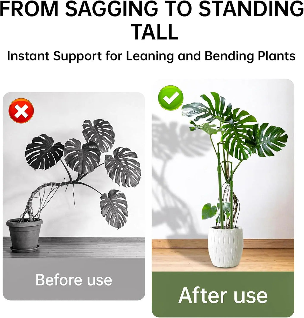 3-Pack Telescopic Plant Stakes with Clips, 16.5-42.5 Inches Adjustable Grow Plant Care & Support for Both Indoors/Outdoors, Aids Climbing Vines, Tomatoes, Orchids (Supports Growth)