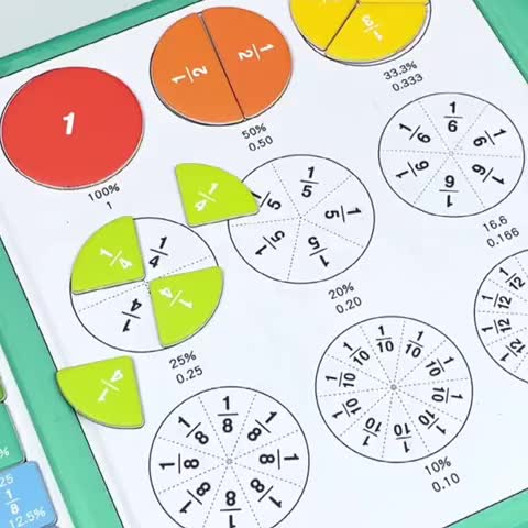 Magnetic Fraction Demonstration Book - 1 Set Math Teaching Aid, Interactive Maths Toys for Kids, Hands-On Learning Playful Game, Gift Ideas for Kids, Christmas New Year Presents