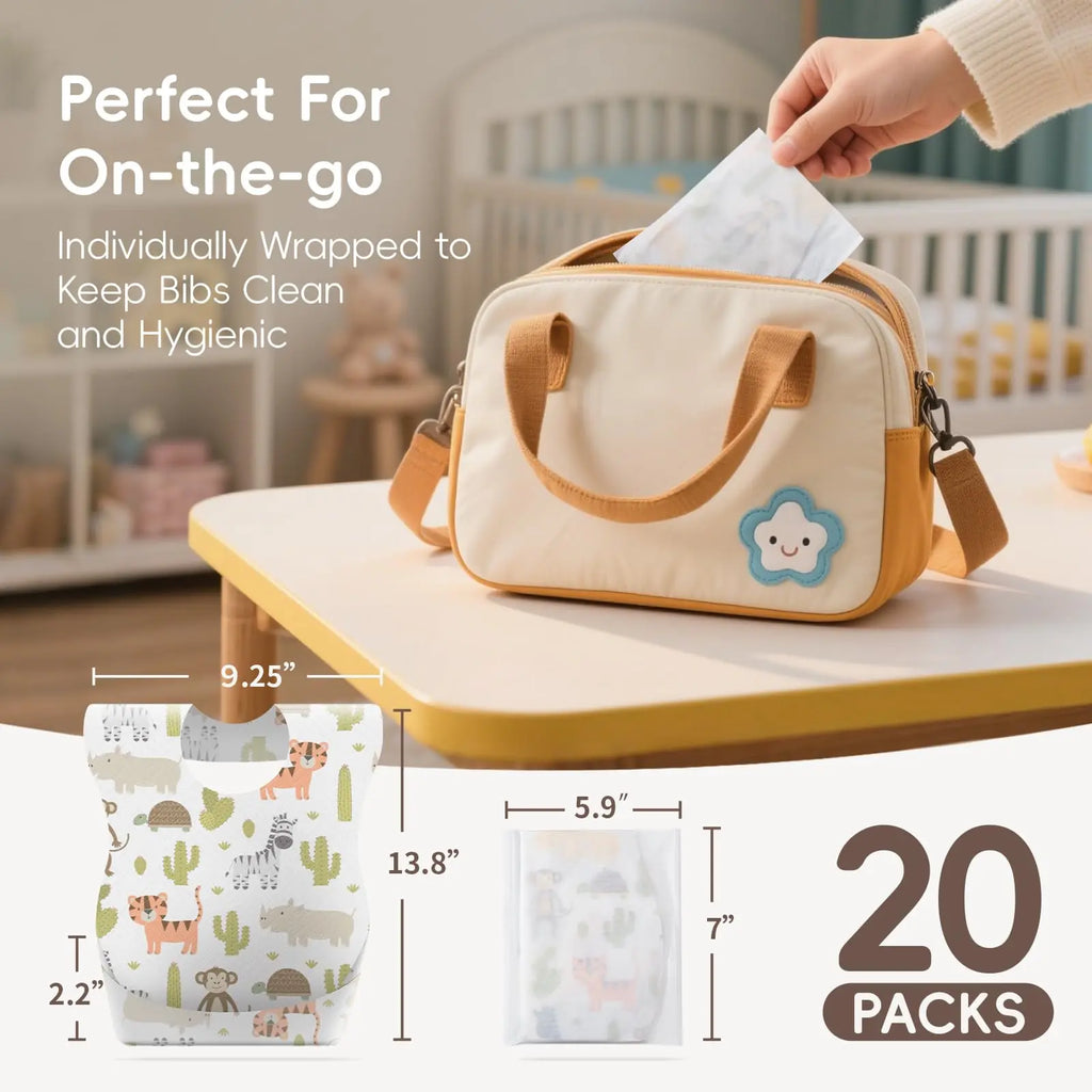 10/30pcs Disposable Bibs-Individually Packaged,Soft, Leak Proof and Convenient, disposable bibs for toddlers