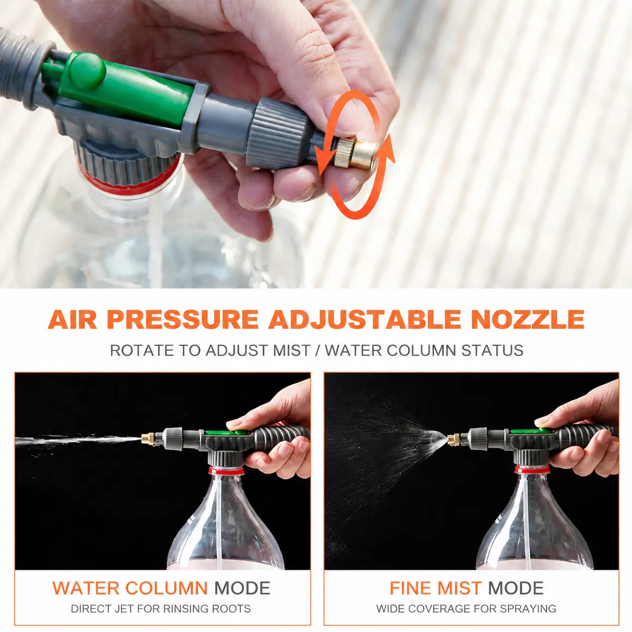 1 Count, Adjustable Pressure Spray Nozzle for Plastic Beverage Bottles, Rotary Water Flow Control Design, for Garden Watering and Household Daily Spraying