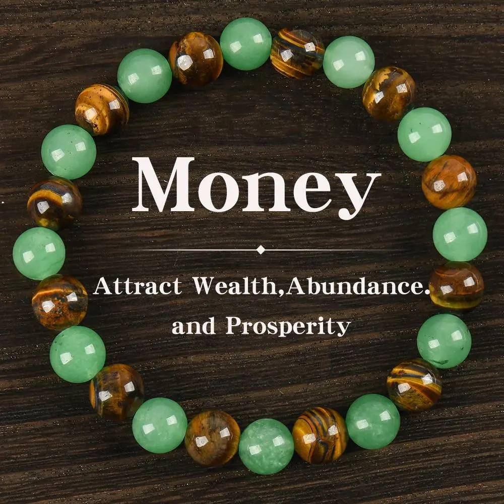 1pc Arpurraina Money Attraction Bracelet with Green Aventurine & Tiger Eye beaded jewelry protection bracelet encouragement gift fashion artificial bracelet of the day Colorblock Beaded Crystal Bracelet ,Manifestation, Wealth Amulet, Good Fortune,